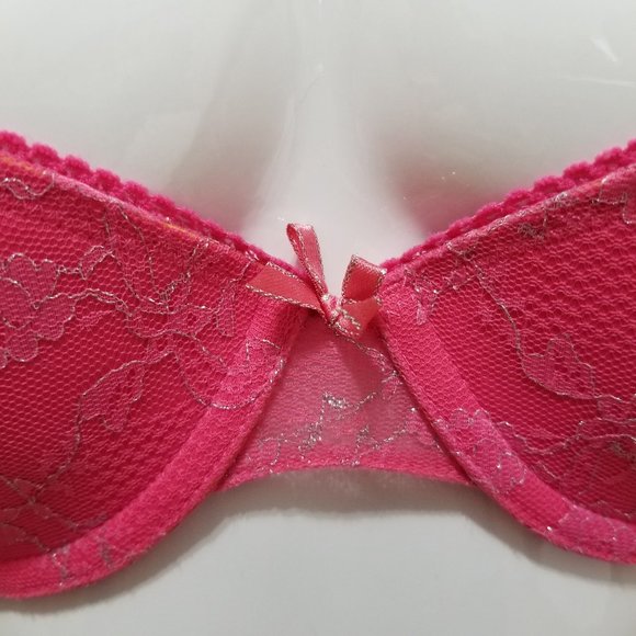 Xhilaration bra 34A Push-Up metallic floral lace sheer wings j hook convertible - Picture 8 of 14